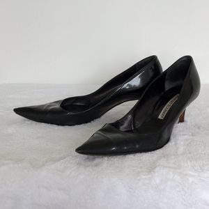 Black leather Manolo pumps